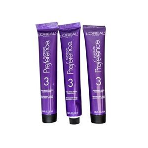 New LOreal Superior Preference 3 Anti-Brass Purple Conditioner 3 Tubes 1.87fl oz